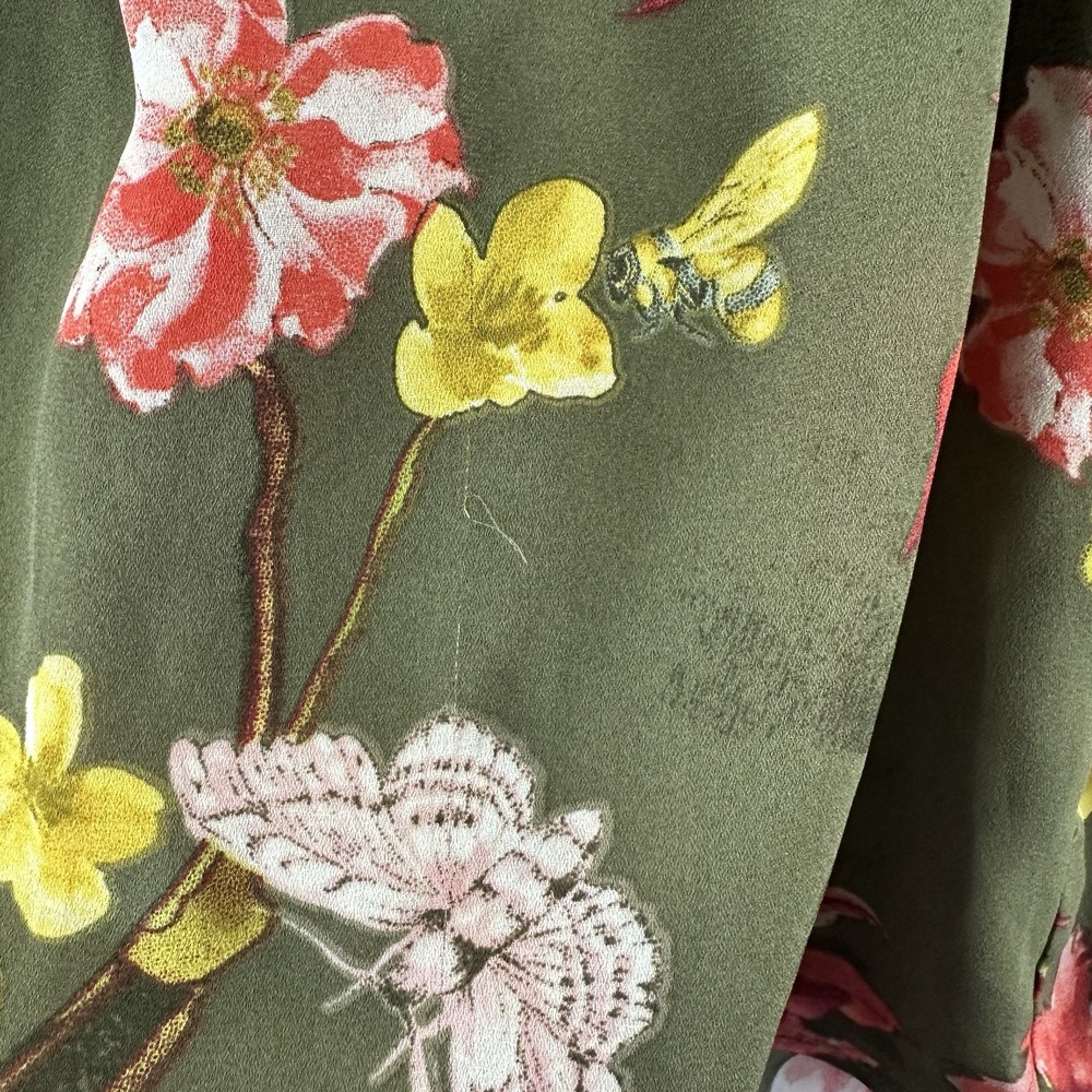 Maeve Anthropologie Blouse Women's S Green Floral Off Shoulder Ruffle Butterfly - Picture 8 of 9